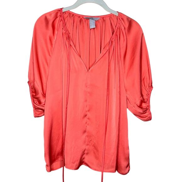 H&M Tie-top Blouse, Orange, Size X-Small - Picture 1 of 8